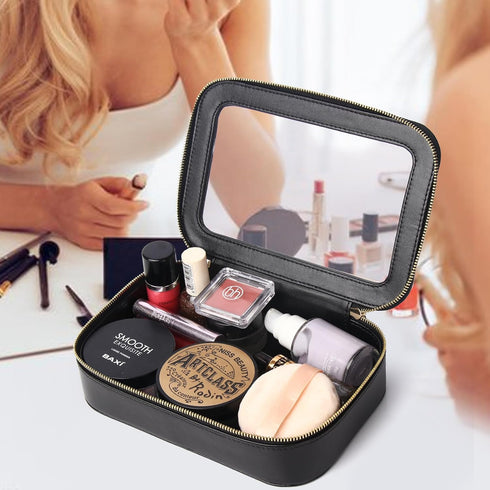 Clear Makeup Bag for Women Transparent Cosmetic Bag Case Clear Accessories Bag Portable Makeup Bag for Car (A/Black, M)...