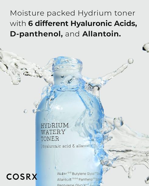 COSRX Hydrium Watery Toner, 280ml / 9.46 fl.oz | Moisturizing Korean Toner | Hyaluronic Acid, Allantoin, Panthenol | Korean Skin Care, Not Tested ...