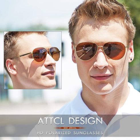 ATTCL Men's Fashion Driving Polarized Sunglasses UV Protection Metal Frame...