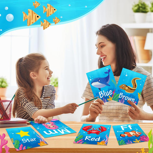 57 Pcs Alphabet Number Bulletin Board Set Under The Sea ABC Letters Number 0-10 Cards Cutouts Ocean Creatures Color Shape Educational Posters for ...