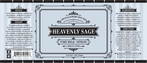 Sage Smudge Spray (8 FL OZ) Premium 100% Natural Sage, Juniper & Lavender Smudge Spray is Crystal & Reiki Infused, Energy Clearing, Purifying, Hea...