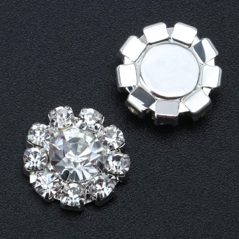 Wholesale 24PCS 16MM Small Clear Rhinestone Buttons Metal Crystal Glass Button Embellishments(Flatback)...