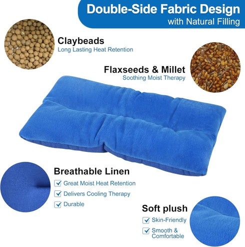 Atsuwell Microwave Heating Pad for Pain Relief, Rice Microwavable Moist Heat Pack for Cramps, Neck and Shoulders, Knee, Muscles, Joints, Back Pain...