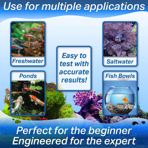 Ammonia Test Strips for Freshwater & Saltwater Fish Tank - Testing Strips for Fresh & Salt Water Aquarium - Lab Grade Water Tester Kit - 100 Count...