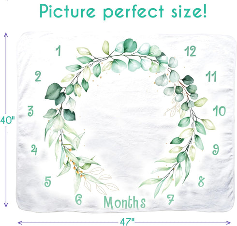 Evovee Baby Monthly Milestone Blanket Girl Boy Unisex Gender Neurtal Month Age Photo Photography Backdrop Newborn Props Nursery Decor Fleece Marke...