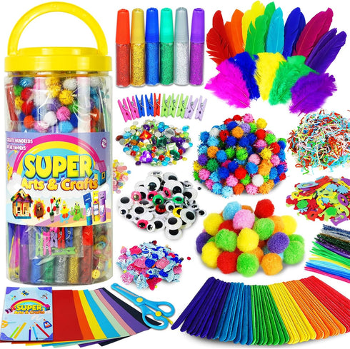 FUNZBO Arts and Crafts Supplies for Kids - Kids Craft Kit with Art Supplies & Craft Supplies, Preschool Learning Activities, Crafts for Kids, DIY ...