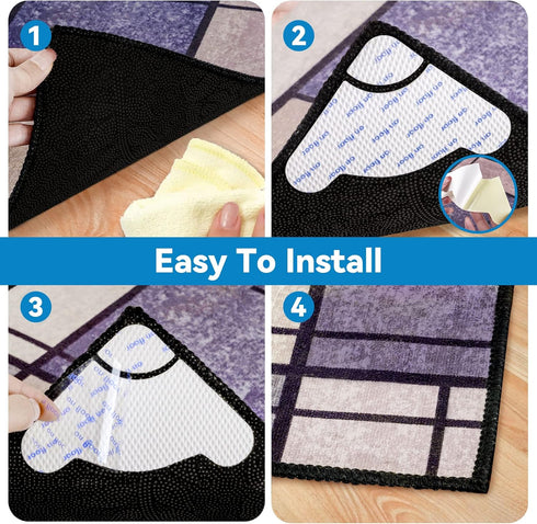 bemece 16PCS Rug Grippers - Enhanced Friction Non Slip Rug Tape, Washable Reusable Rug Pad Gripper, Anti-Curling, Double-sided Adhesive Rug Pad Gr...