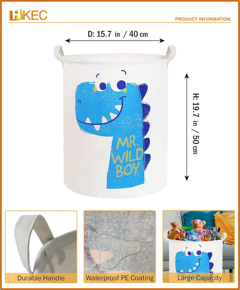 19.7" Dinosaur Laundry Basket,Kids Toys Storage Bin for Bedroom,Waterproof Baby Clothes Hamper with Handles,Collapsible Nursery Hamper,Gift Basket...