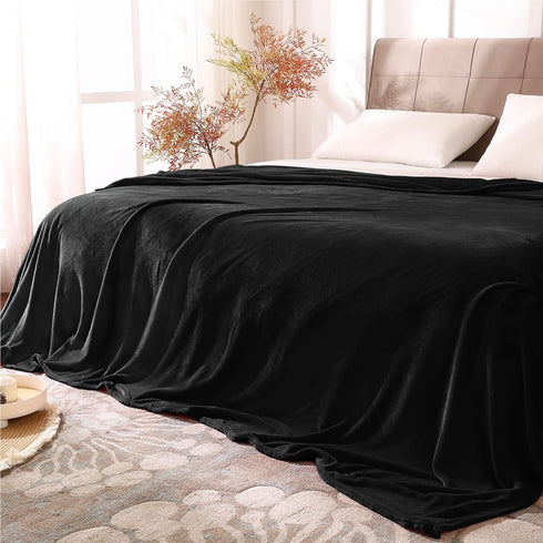 BEDELITE Fleece Blankets Queen Size for Bed, Luxury Plush Cozy Fuzzy Black Blanket 90x90 Inches, Super Soft Warm Lightweight Throw Blanket All Sea...