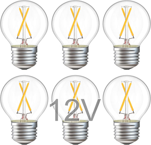 12 Volt E26 Edison LED Light Bulbs - Soft Warm 2700K 2W (Only for 12V DC/AC)- 25W Equivalent Low Voltage Small Globe Bulb for RV, Landscape Lights...