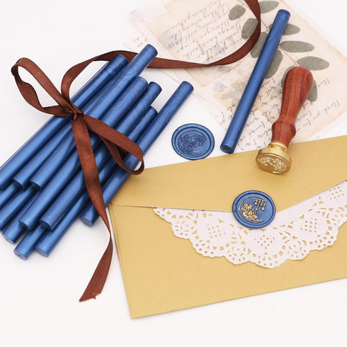 SWANGSA 20 Pieces Glue Gun Sealing Wax Sticks Navy Blue for Wax Seal Stamp, Great for Wedding Invitations, Cards, Envelopes, Wine Packages, Gift W...
