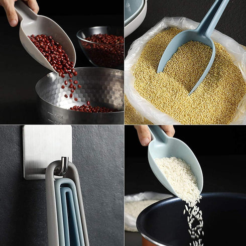 Dokpav Plastic Ice Scoop Set of 3, Multi-Purpose Plastic Kitchen Scoops Bar Scoop for Canisters, Flour, Powders, Dry Foods, Candy, Pop Corn, Coffe...