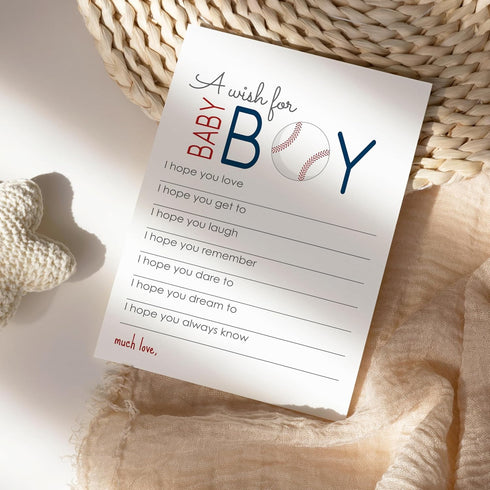 Baseball Wishes for Baby Shower (20 Pack) Cute Words of Wisdom for Boys - Baby Shower Game Planning & Guest Book Alternative - 4x6 Keepsake Activi...