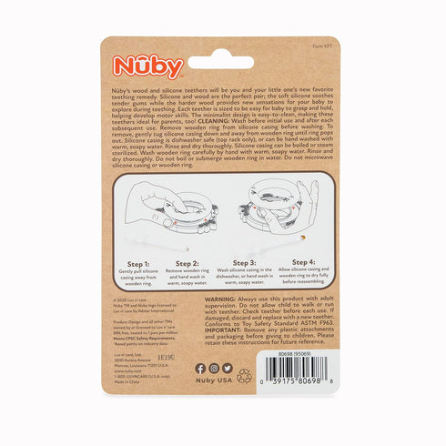 Nuby Natural Wood Teether with Soft Silicone, Minimalist Design Easy to Clean, Giraffe Yellow...