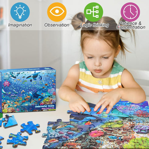 Puzzles for Kids Ages 4-8 6-8 8-10 Year Old - Underwater Scene - 100 Pieces Jigsaw Puzzle for Kids Learning Educational Puzzles for Boys Girls (wi...