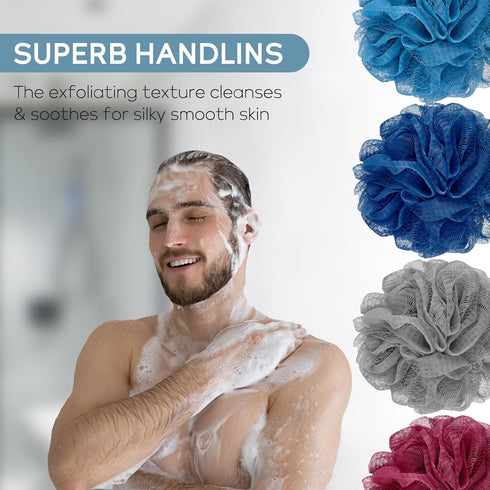 Multi Color Optional Shower Ball Soft Sponge Scrubbing, Exfoliating and Skincare Removing Bath Sponge Luffa Body Scrub Cotton Mesh Bag Shower Ball...