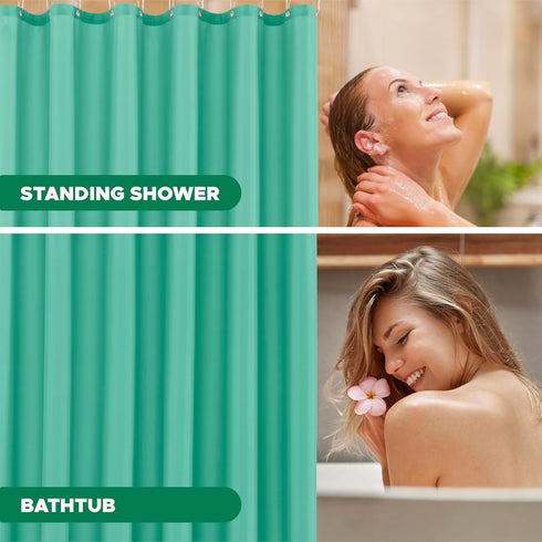 Biscaynebay Quality Fabric Shower Curtain Liners 72 Inch by 72 Inch, Teal Water Resistant Bathroom Curtains Rust Resistant Grommets & Weighted Bot...