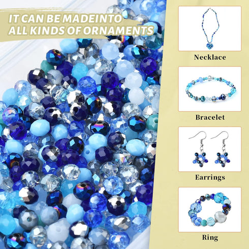 KINGSHINE 4/6/8mm Crystal Glass Beads,3 Sizes Total 1000pcs Faceted Briolette Rondelle Beads with Container,Loose Spacer Beads for DIY Beading Pro...