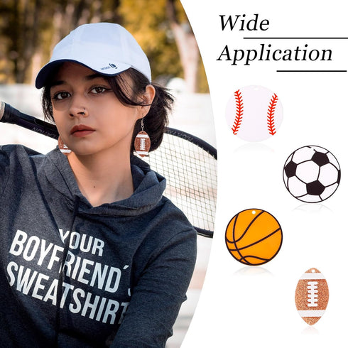 Beadthoven DIY 4 Pairs Sports Ball Earrings Making Starter Kit Football Rugby Baseball Basketball Charms Pendants with Earring Hooks Jump Rings Cu...
