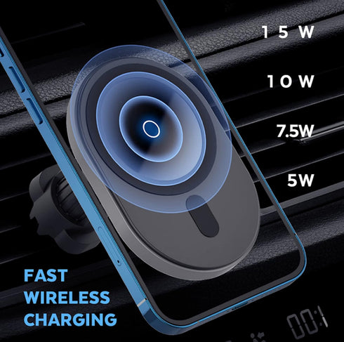 Aporia - Compatible for MagSafe Car Charger Apple iPhone +12 Mini Pro Max Plus | Phone Mount Charger for Magnetic Wireless Fast Qi Charging (Black...