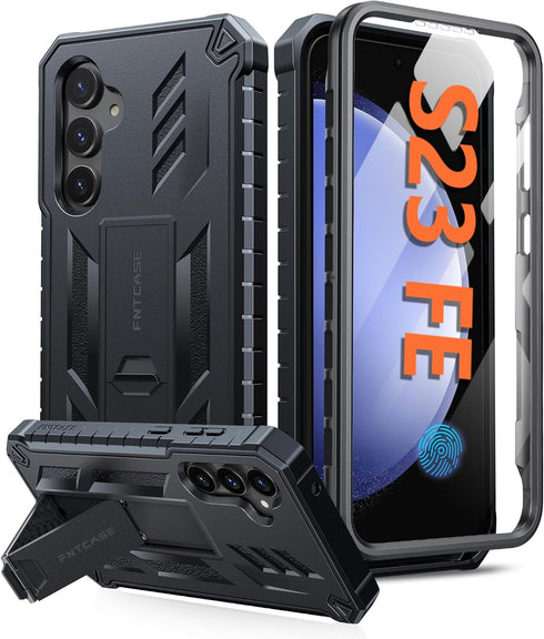 FNTCASE for Samsung Galaxy S23-FE Case: Military Grade Protective Hard Phone Case with Kickstand | Screen Protector | Shockproof TPU Full Protecti...