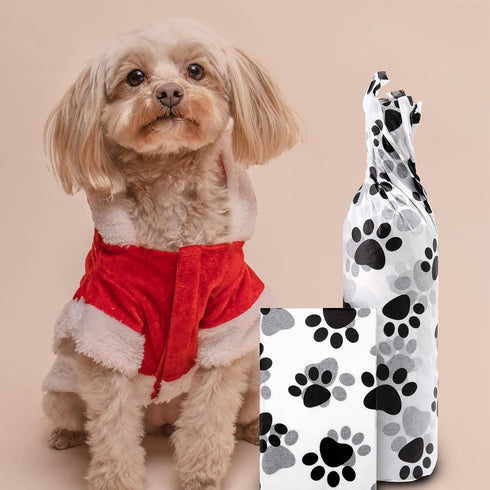 Hi Sasara 30 Sheets Large 20 x 28 inch Dog Paw Print Tissue Paper Bulk Black and White Dog Paw Print Tissue Paper for Gift Bags Dog Paw Print Tiss...