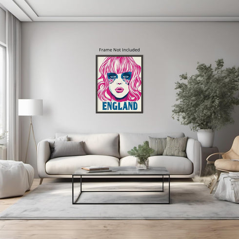Posterizer 1 pcs-vibrant retro pop art inspired girl from England 1-Retro Art-Abstract & Modern Art-Decor for Home & Office- unframed wall art...