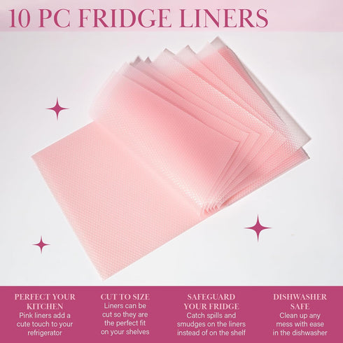 Paris Hilton Refrigerator Shelf Liners, 17.7-Inch x 11.4-Inch Mats, Trim to Fit, Reusable, Easy to Clean, Food Grade Plastic, Made Without BPA, 10...