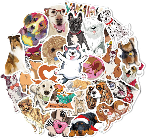 80 Pcs Cute Vinyl Dogs Stickers Pack, Water Bottles Luggage Laptop Skateboard Puppy Stickers Waterproof Vinyl Sticker Decals for Adults Kids Teens...