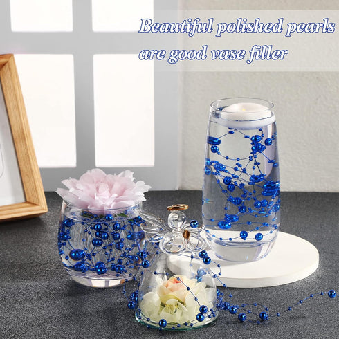 Hicarer 157 Feet 24 Strings Pearl String for Floating Candles Highlight Faux Pearl as Vase Filler Ideal for Wedding Party Garland Home Table Cente...