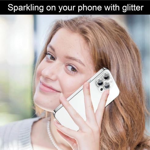[3+1 Compatible with iPhone 11, 11 mini, 11 Pro, 11 Pro Max Camera Lens Protector Glitter Bling, Tempered Glass Clear Camera Cover Screen Protecto...