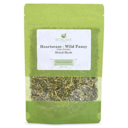 Biokoma Pure and Natural Heartsease Wild Pansy Dried Herb 50g (1.76oz) Healthy Skin Support Respiratory System Boost In Resealable Moisture Proof ...