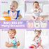 Cotton Drooling Baby Bib - 3Pcs Unisex Boy Girl Cotton Teething Infant Bibs with Adjustable Buttons Purple Owl Toddler Food Bibs Keepsake Baby Gif...