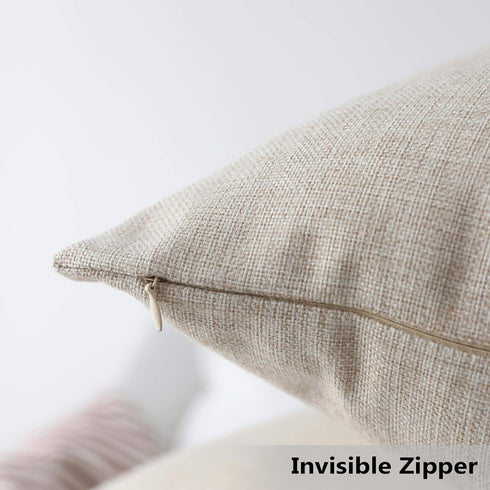Home Brilliant Burlap Solid Linen European Throw Pillow Sham Cushion Cover for Bench, 20x20(50x50cm), Light Linen...