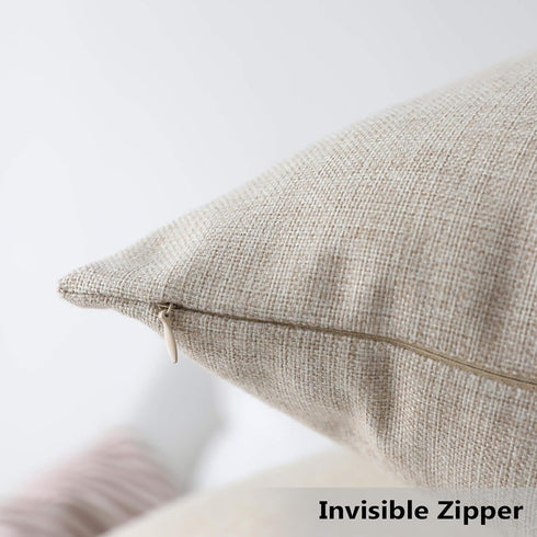 Home Brilliant Linen Pillow Covers 18x18 Set of 2 Burlap Decorative Beige Throw Pillows Cover for Couch Living Room, 18 x 18 inches, Light Linen...