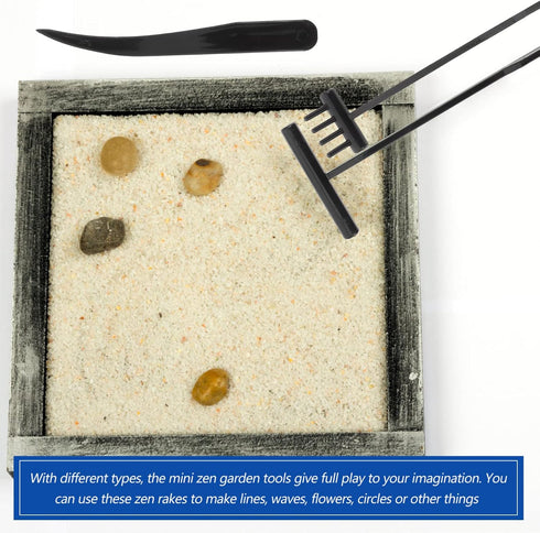 Toyvian Outdoor Decor Outdoor Decor 6 Pieces Mini Zen Garden Kit Black Rake Meditation Sand Zen Garden Tools Rock Sand Garden Tools Accessories fo...