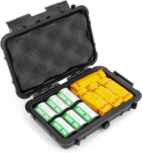 CASEMATIX Hard Shell 35mm Film Case for 35mm and 120 Film - 7" Waterproof & Lightproof Film Holder and Film Roll Container for up to 12 x 35mm Fil...