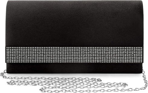 Satin Rhinestones Evening Bags Party Bridal Clutch Purse For Women Prom Clutch...