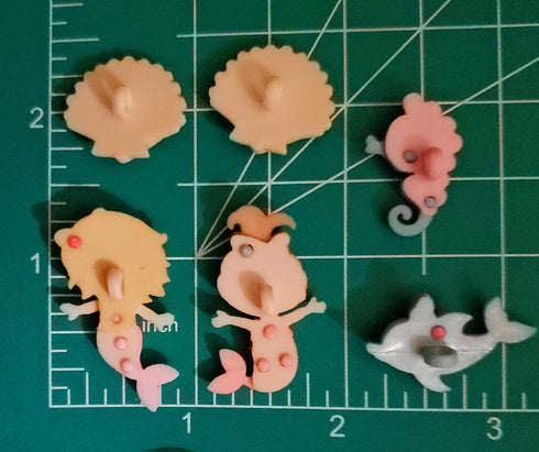 Mermaid Kisses Buttons by Dress it Up Buttons and Embellishments - 6 Pieces...