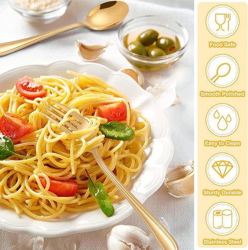 E-far 10-Piece Gold Toddler Utensils, Kid Stainless Steel Silverware Set, Children Safe Forks and Spoons Set for Self Feeding, Healthy & Non-Toxic...