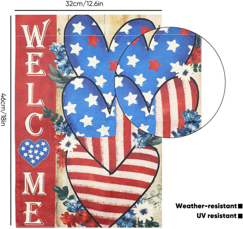 4th of July Garden Flag Patriotic Welcome Garden Flag12x18 Inch Double Sided Vertical Flag Memorial Day Independence Day Holiday Outside Decoratio...
