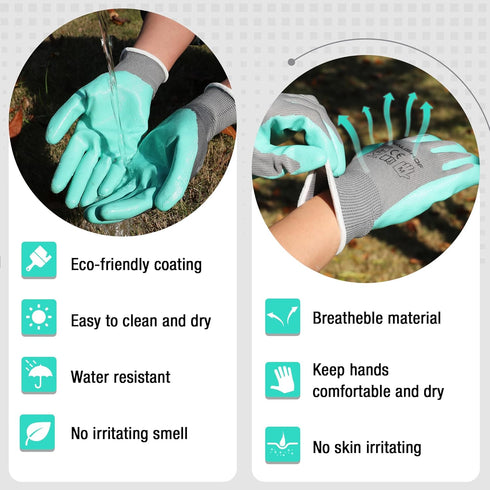 HAUSHOF 6 Pairs Garden Gloves for Women, Nitrile Coated Working Gloves, for Gardening, Restoration Work, Medium, Pink & Green, M...