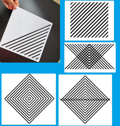 Reusable Wall Stencil Set of 9 8x8inch Tile Templates Classical Pattern Painting Template for DIY Decor, Painting on Wood, Airbrush, Rocks and Wal...