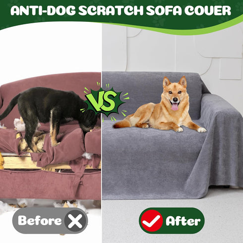 Loiion Couch Covers for Sofa Armrests, Gray Cat-Scratch Resistant Sofa Cover, Pets Dogs Friendly Anti Slip Thickened Slipcovers Furniture Protecto...