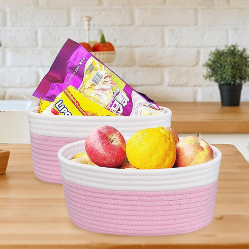 ABenkle Small Woven Basket, Cute Small Basket, Rope Room Shelf Storage Basket, Cat Dog Toys Basket Chest Box, Empty Decorative Gift Basket, 12"x 8...