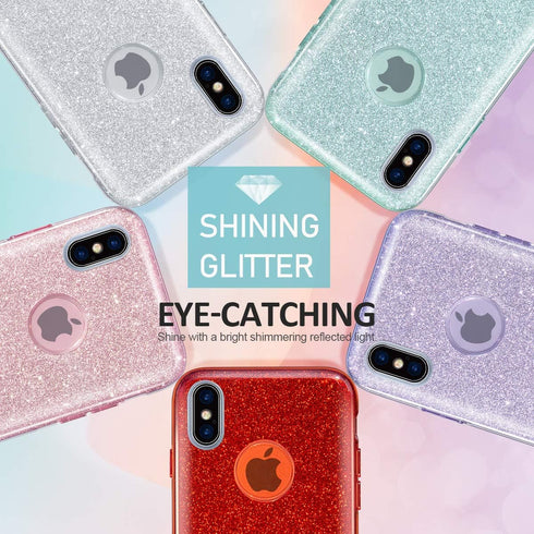 MATEPROX Compatible with iPhone Xs case,Compatible with iPhone X Glitter Bling Sparkle Cute Girls Women Protective Christmas Case -Red...
