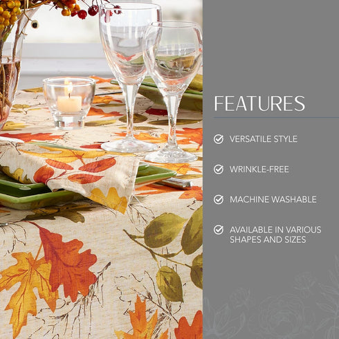 Elrene Home Fashions Autumn Leaves Fall Printed Wrinkle Resistant Tablecloth, Holiday Table Cover for Formal or Everyday Use, 52"x70" Oblong/Recta...