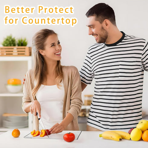 Multipurpose Acrylic Cutting Board with Counter Lip, 16 x 12 Inch Transparent, Non-Slip and Scratch-Resistant Cutting Boards for Kitchen, Countert...