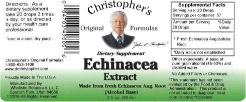 Dr. Christopher's Echinacea Angustifolia Root Alcohol Extract 2 oz...