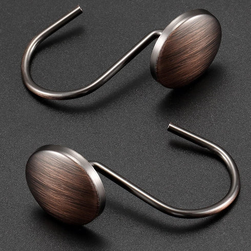 CHICTIE Bronze Shower Curtain Hooks Rings,Oil Rubbed Metal Rust Resistant Decorative Shower Curtain Hooks,Set of 12 Farmhouse Style Shower Rings H...